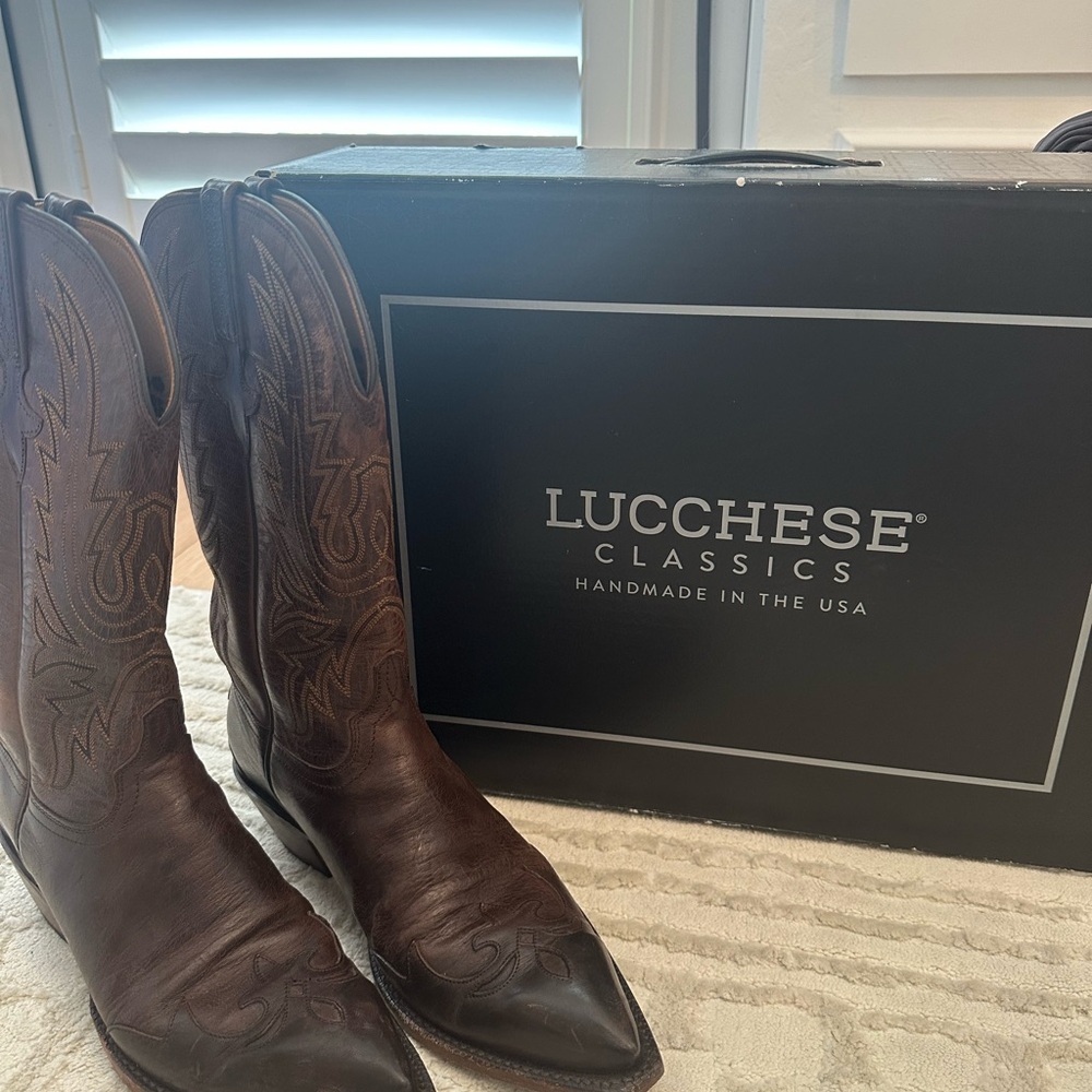 Lucchese Brown Leather Cowboy Boots